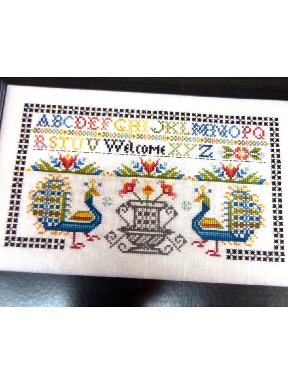 Peacock Welcome Cross Stitch Pattern By Rosewood Manor S-1227